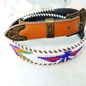 WESTERN WEAR》Native American Beaded Leather Belt